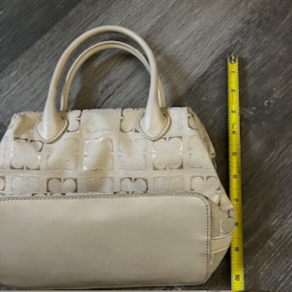 🧡3/15 LizClaiborne Cream Canvas Handbag Gold-Tone Zipper Pull - Picture 7 of 12